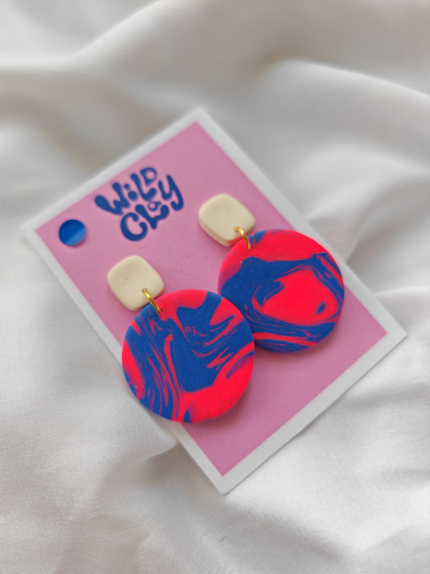 Pink and blue marble earrings