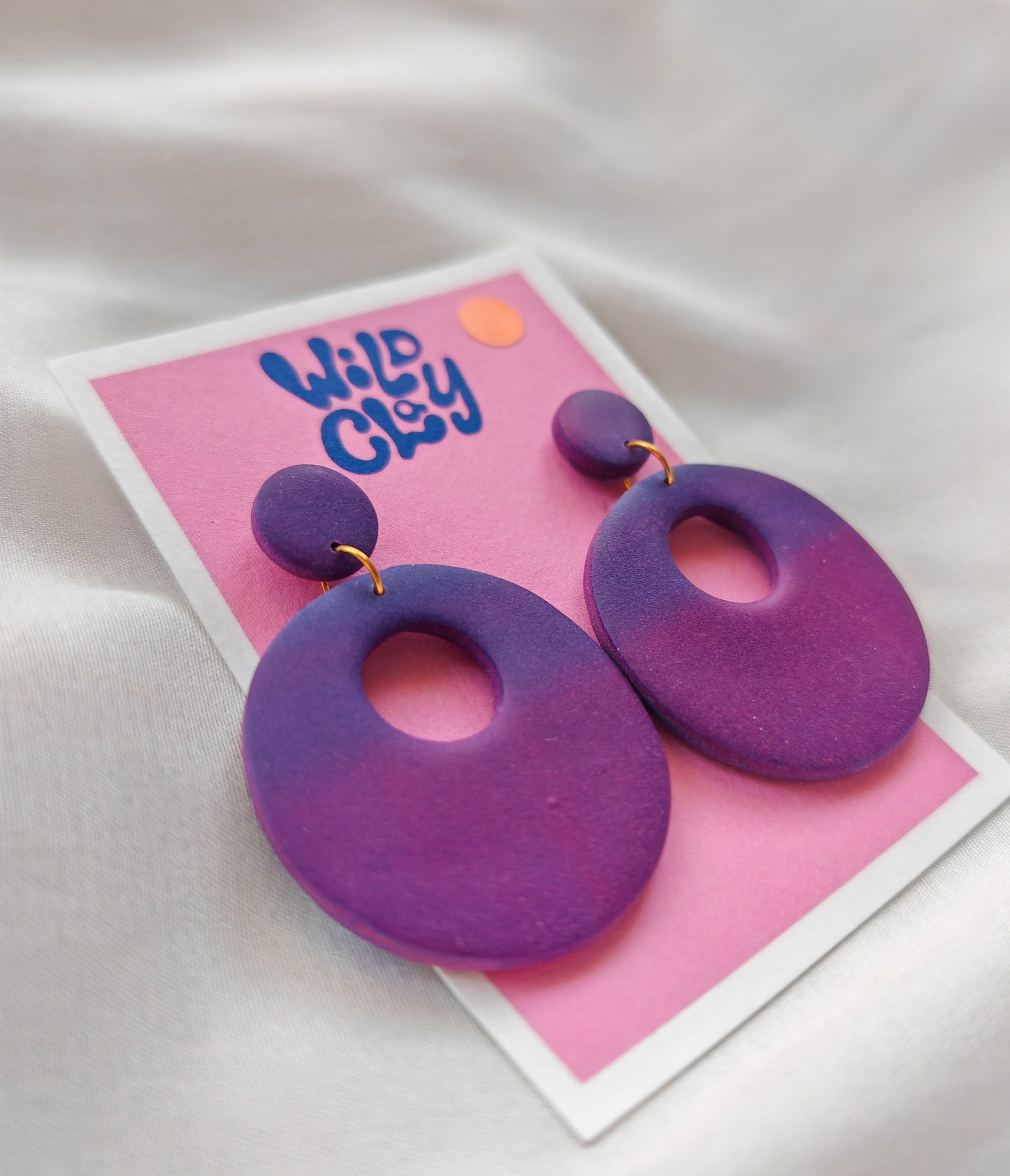 Purple ombre retro hoop earrings