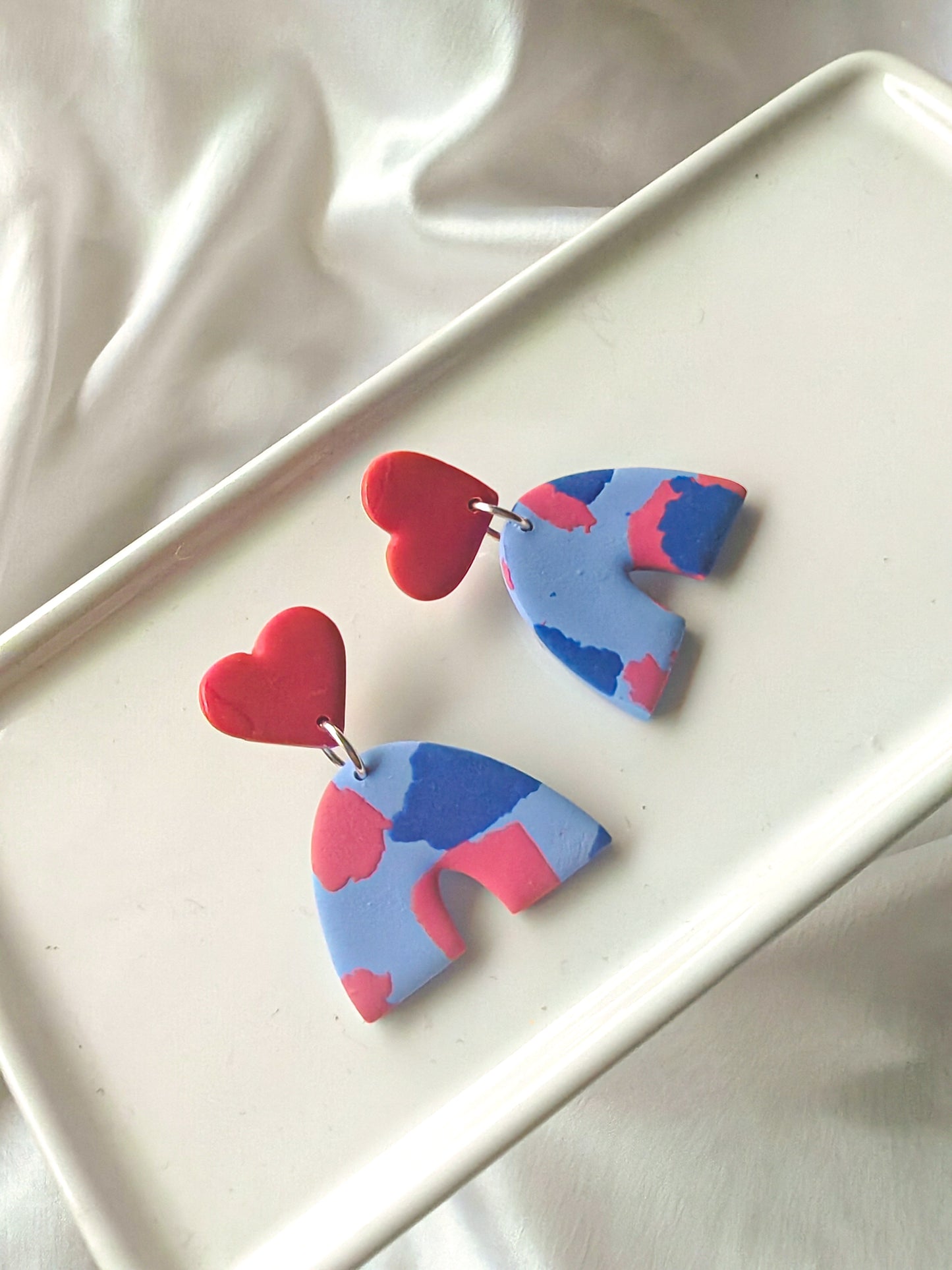 Terrazzo heart arch earrings