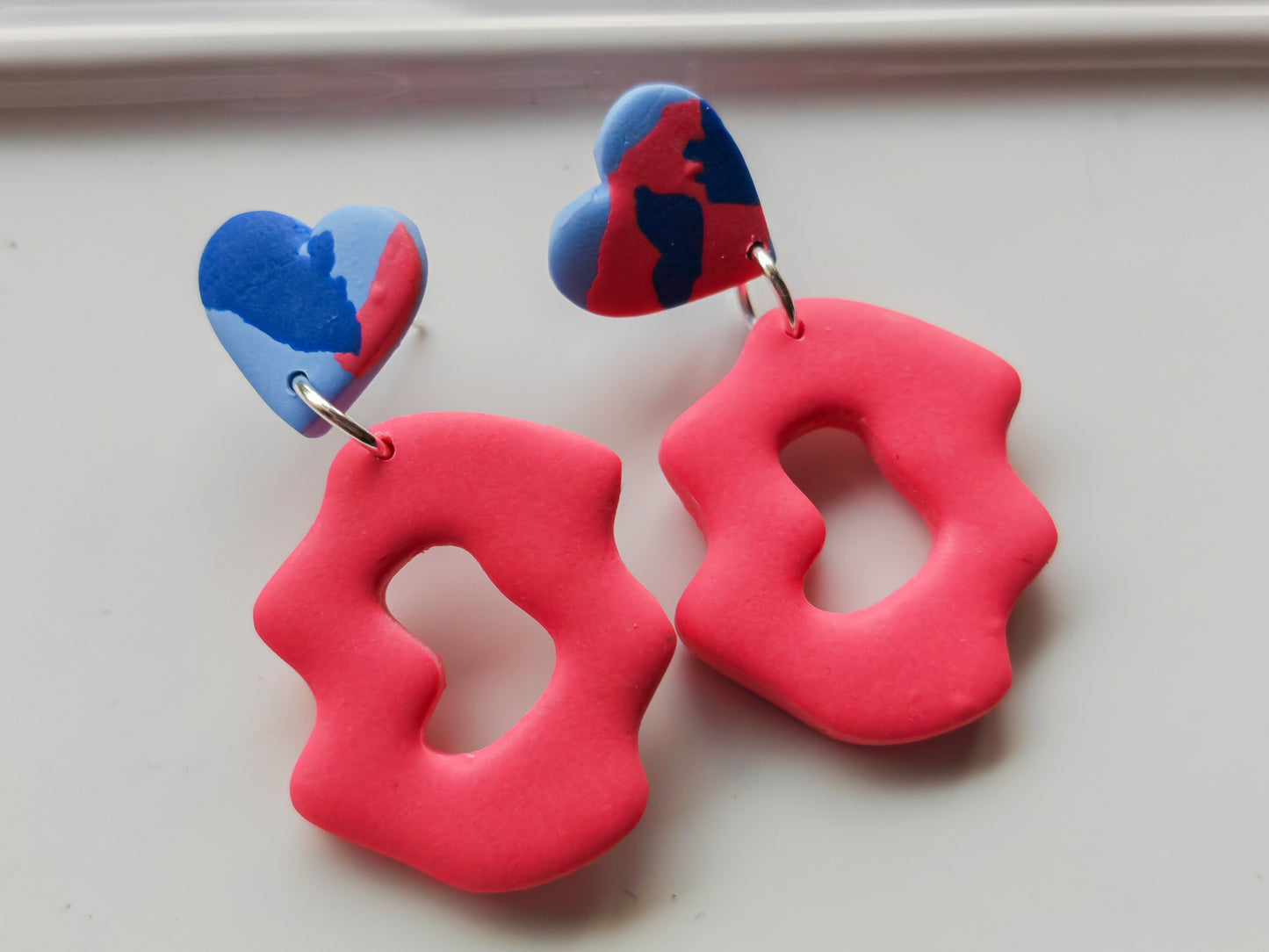 Pink and terrazzo abstract earrings
