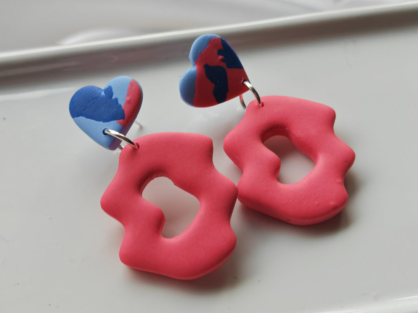 Pink and terrazzo abstract earrings