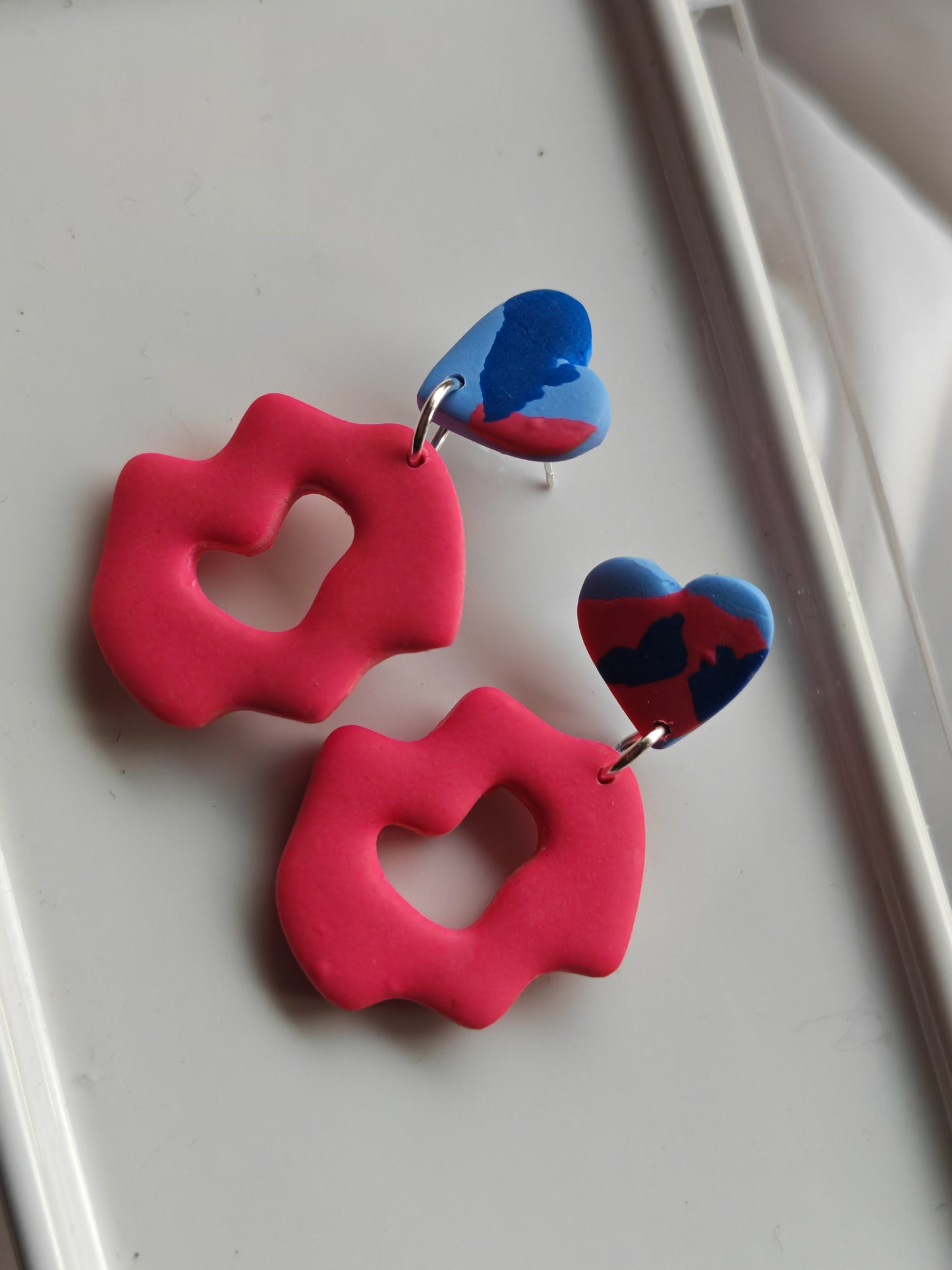 Pink and terrazzo abstract earrings