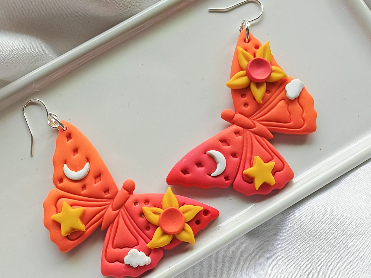 Sunset vibes statement butterfly earrings