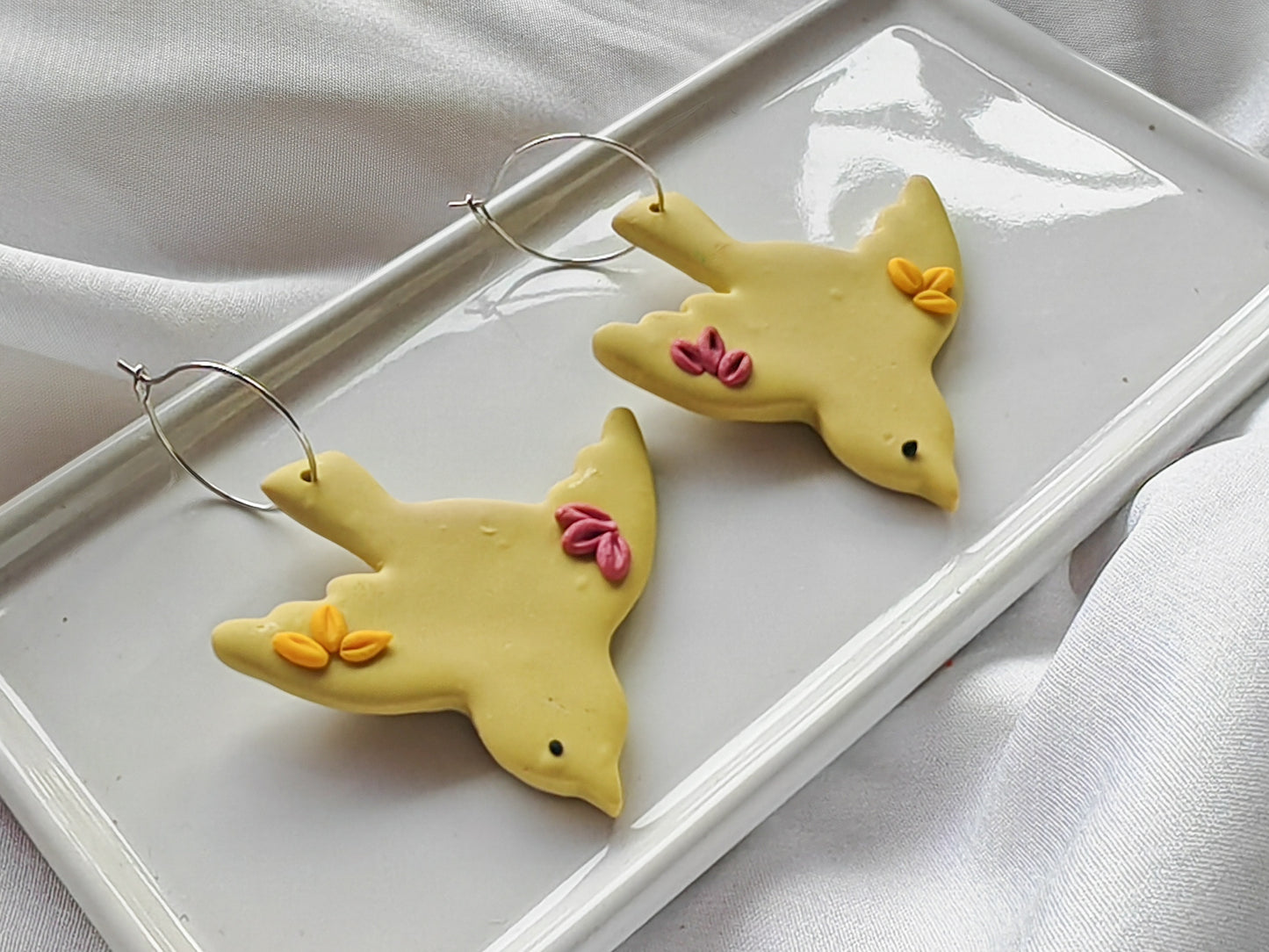 Yellow bird earrings
