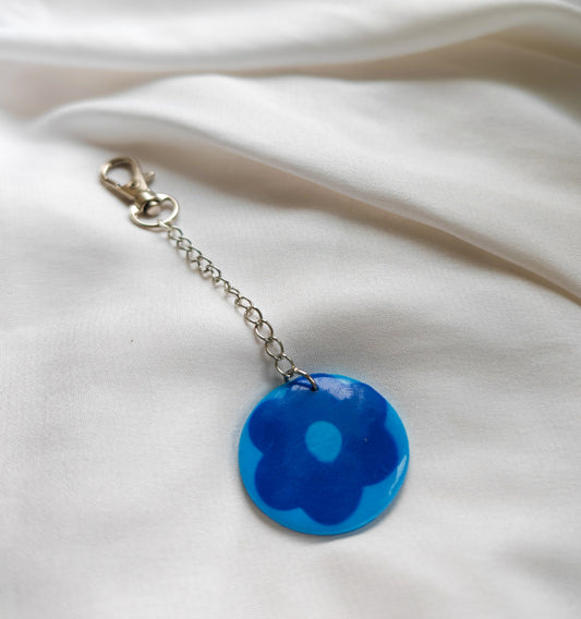 Blue flower keyring/charm