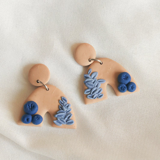 Lavender and blueberry arch ear ings