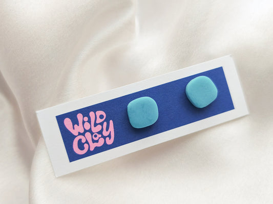 Blue square studs