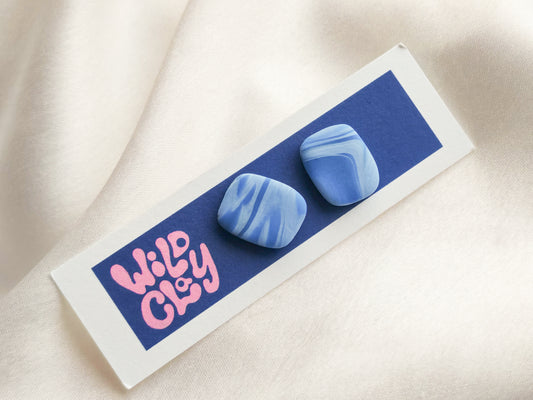 Blue marble studs