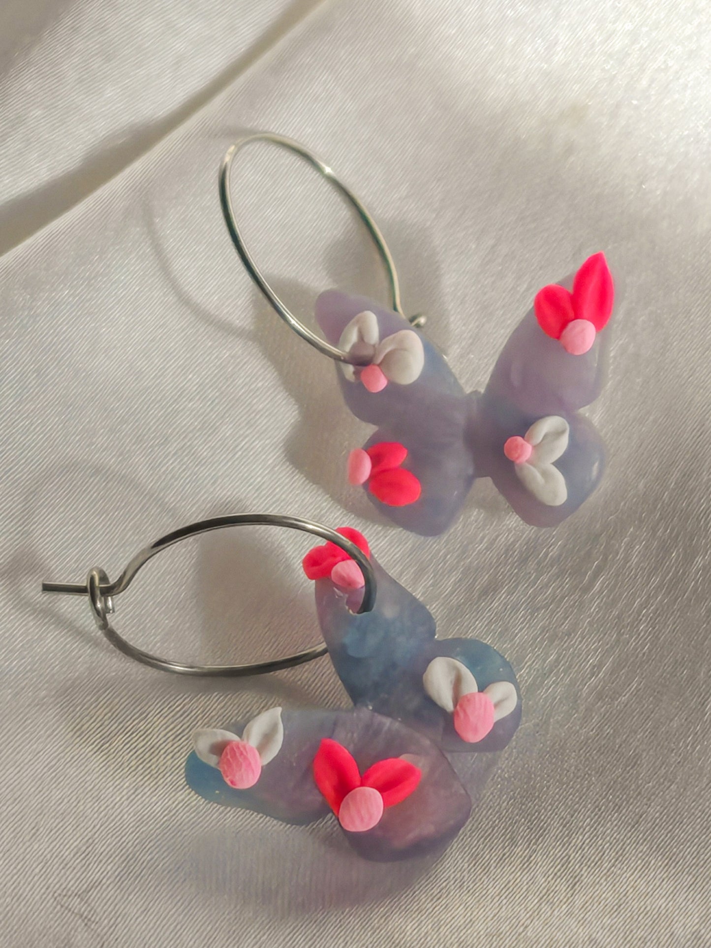 Butterfly hoops // pink flowers