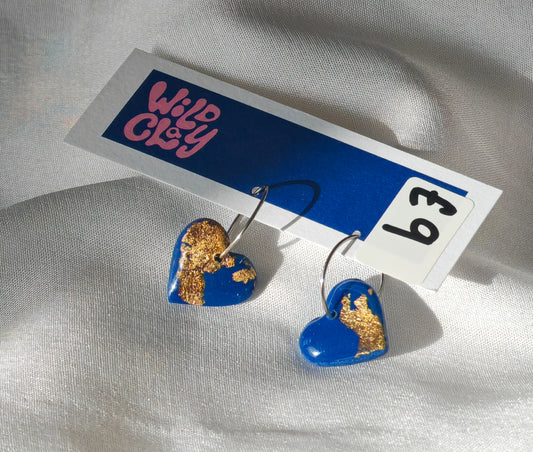 Navy and gold heart hoops