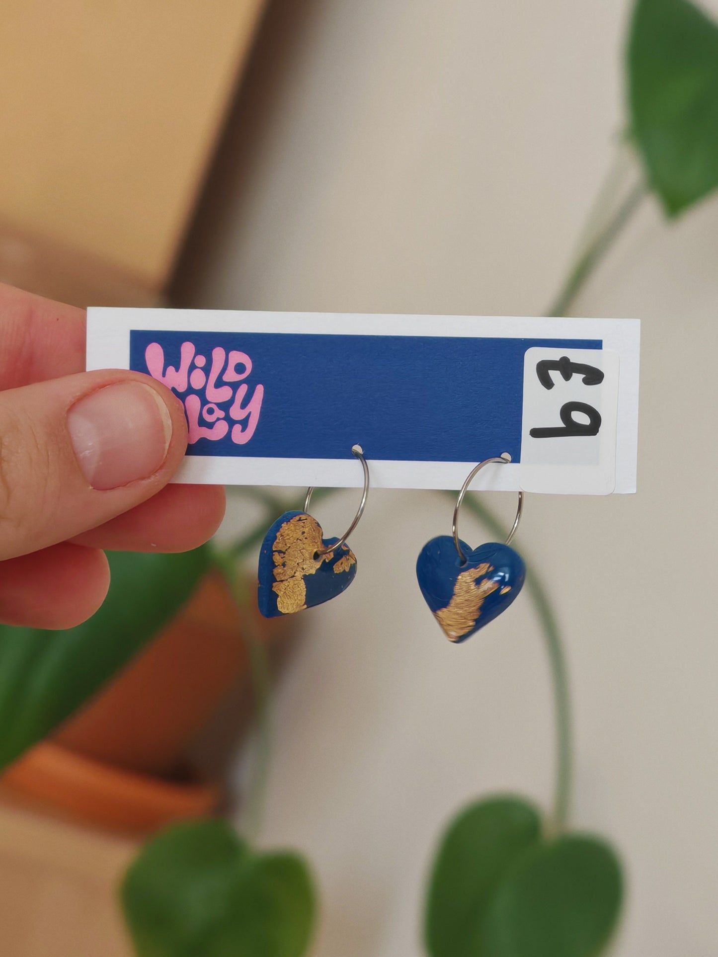Navy and gold heart hoops