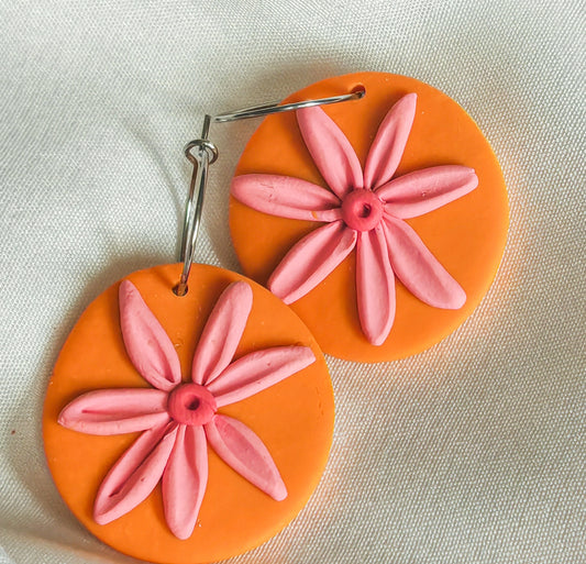 Orange flower circle hoops