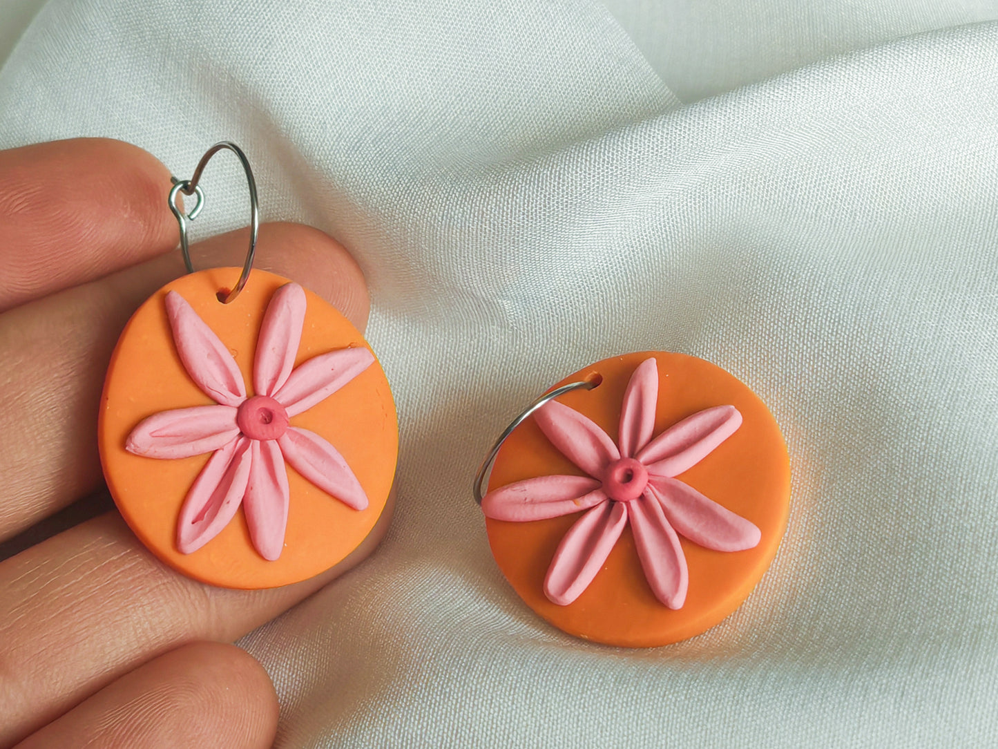 Orange flower circle hoops
