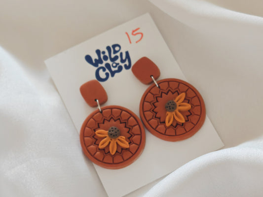 Boho sunflower dangle earrings