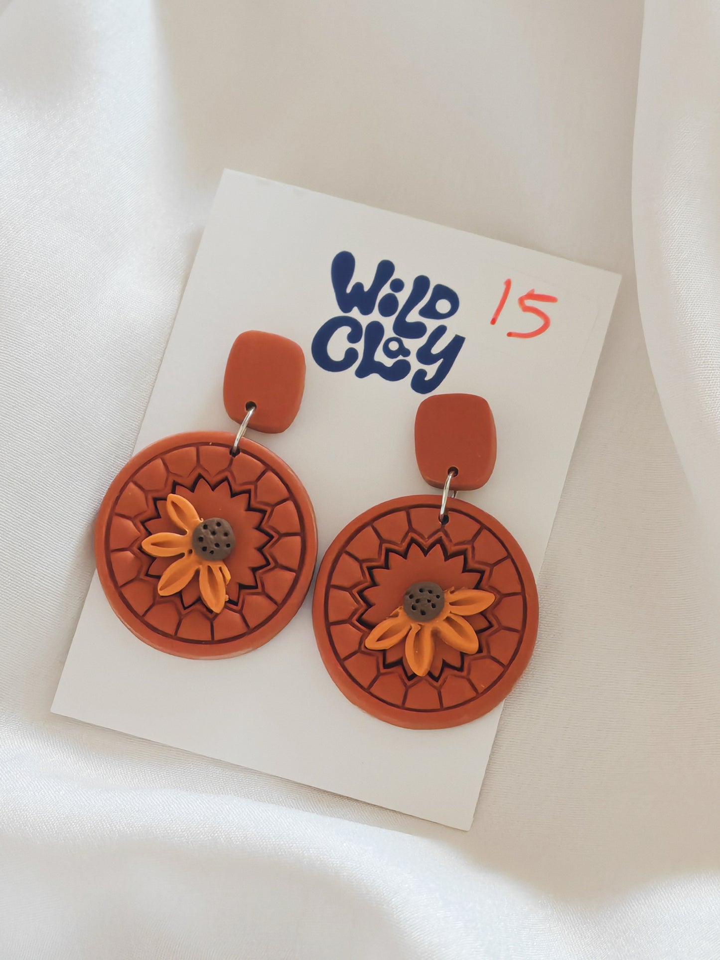 Boho sunflower dangle earrings