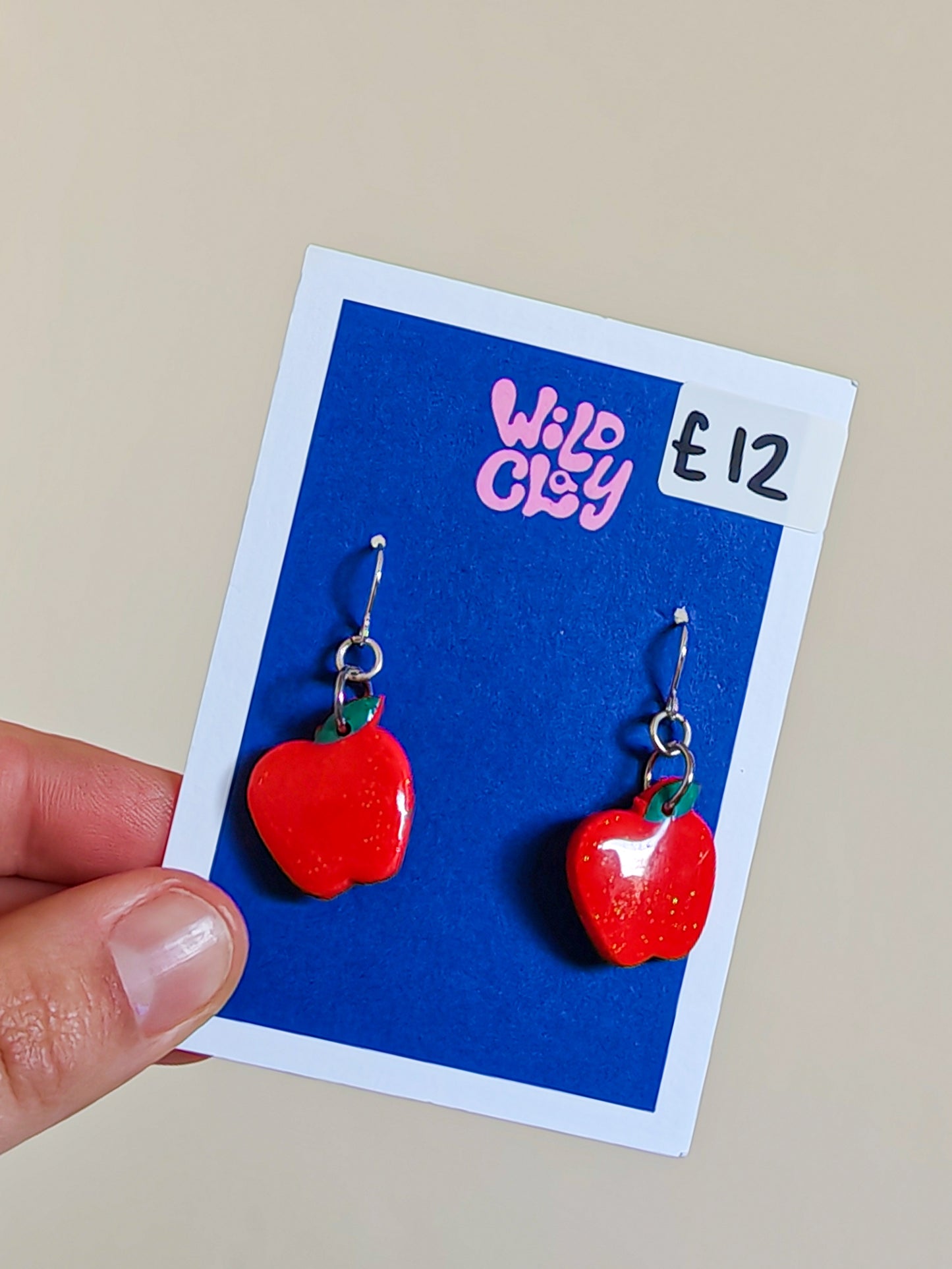 Sparkly red apple earrings