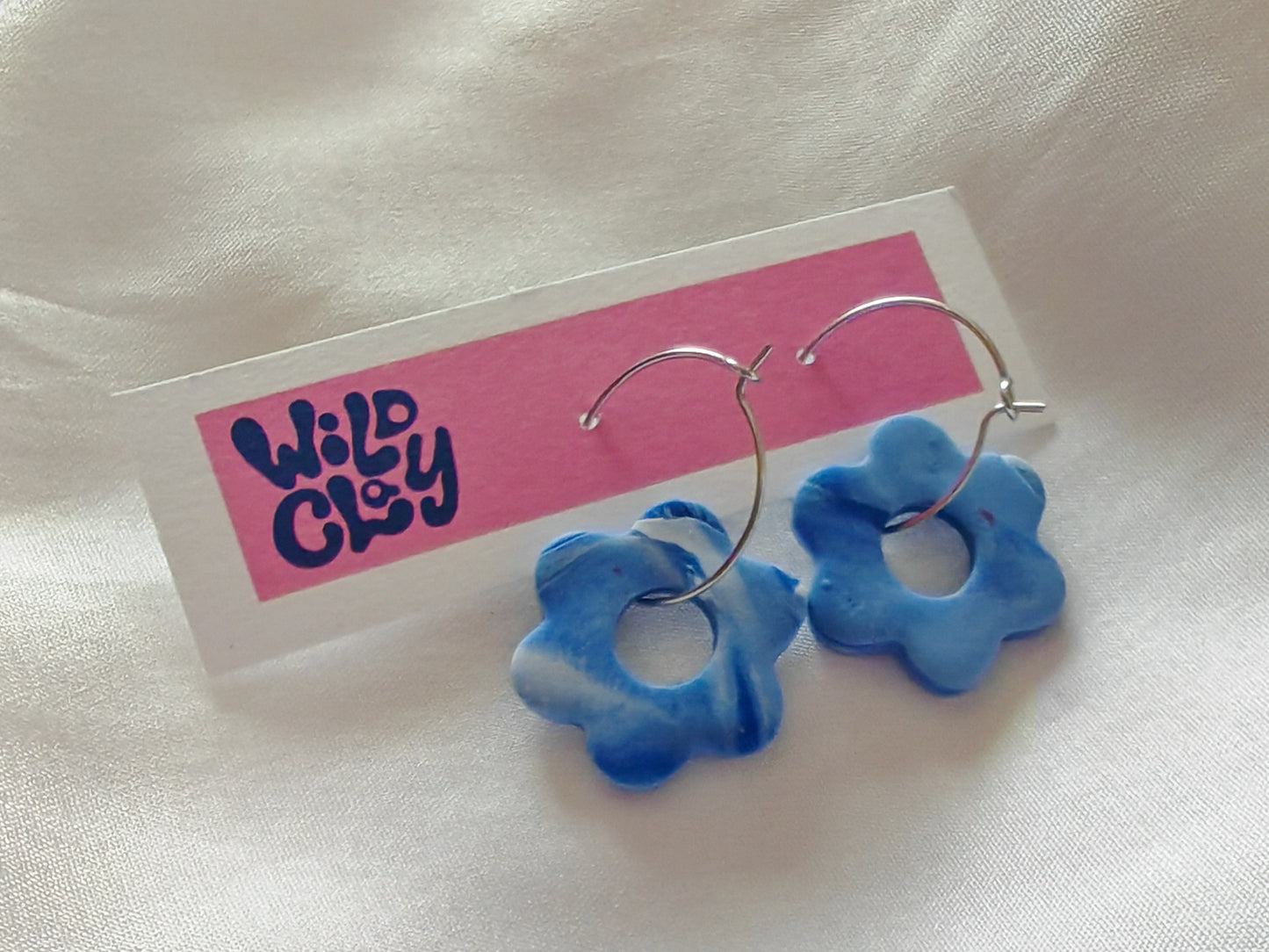 Blue marble flower hoops