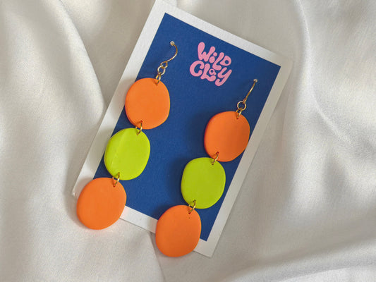 Lime and Orange Circle Dangles