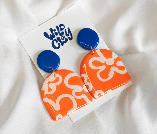 Statement Orange and Blue Dangles