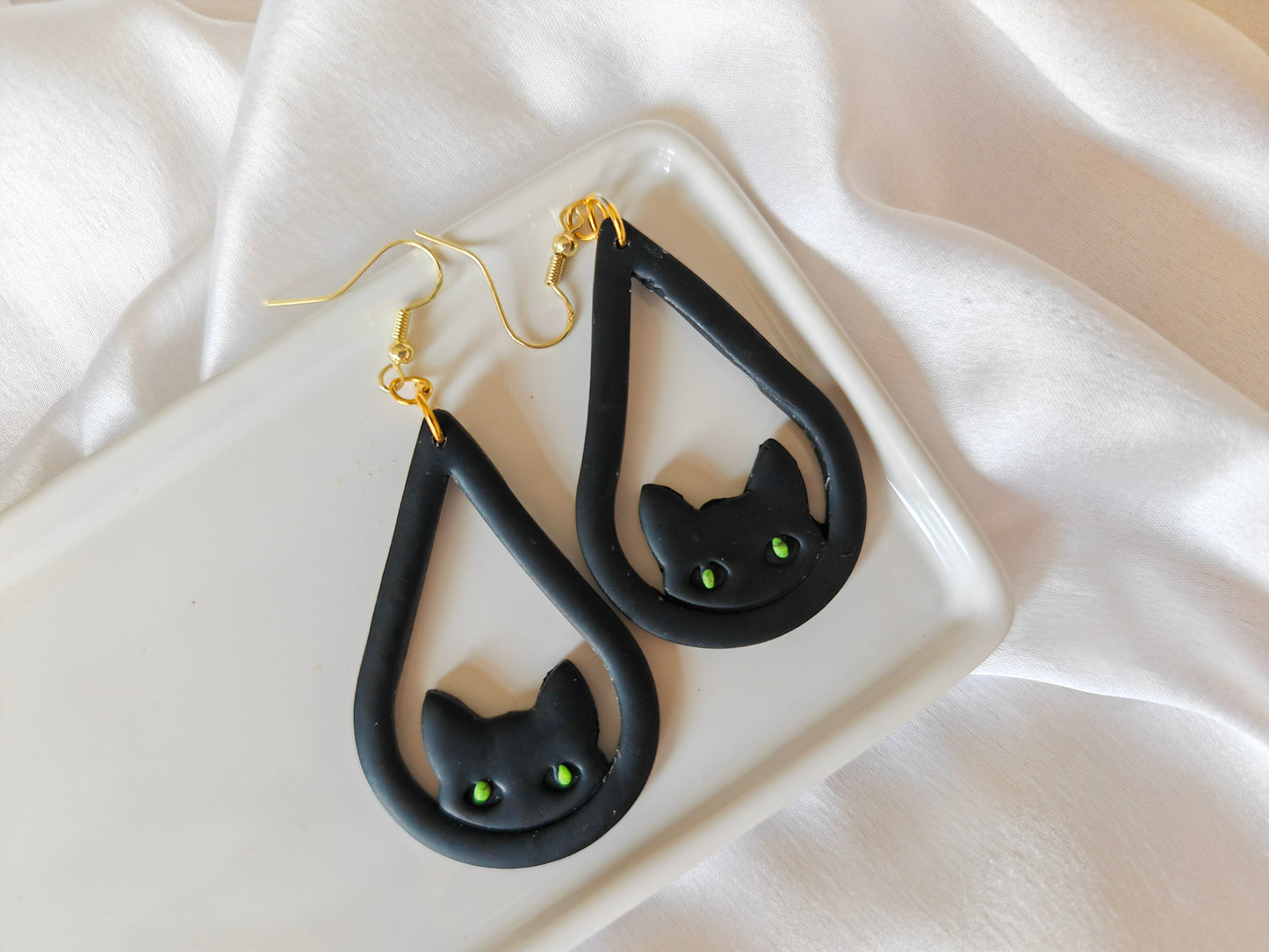 Black Cat Statement Earrings