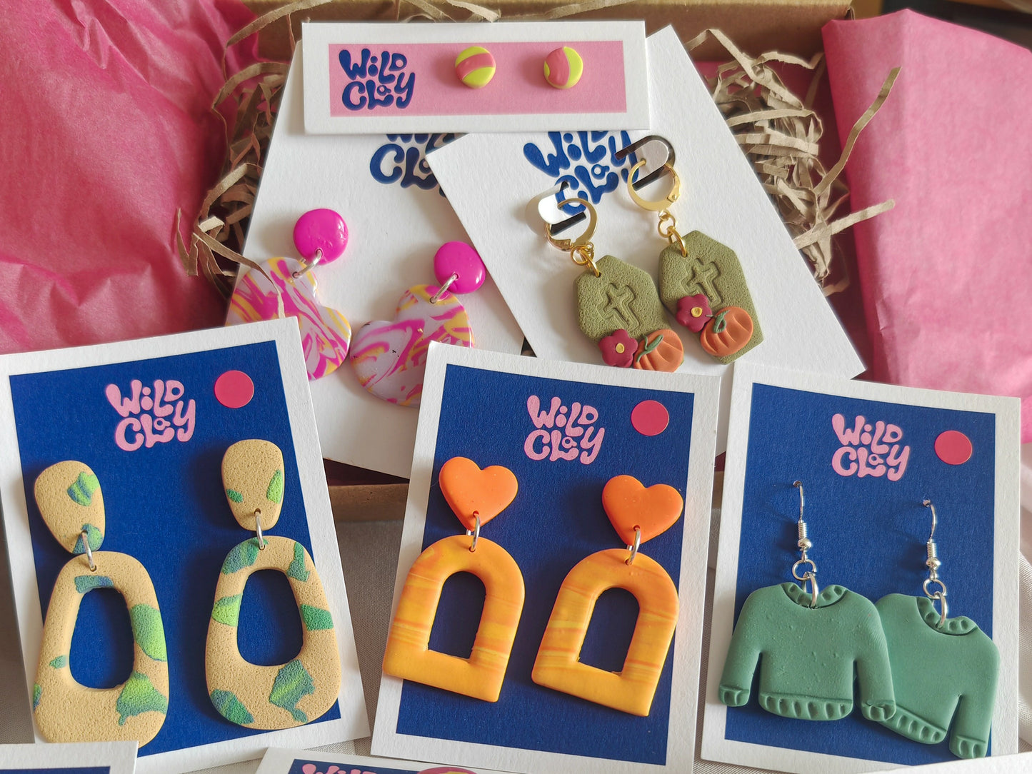 Pick Your Aesthetic: Wild Clay Mystery Box - 2 Dangles, 1 Studs, 1 Surprise Gift