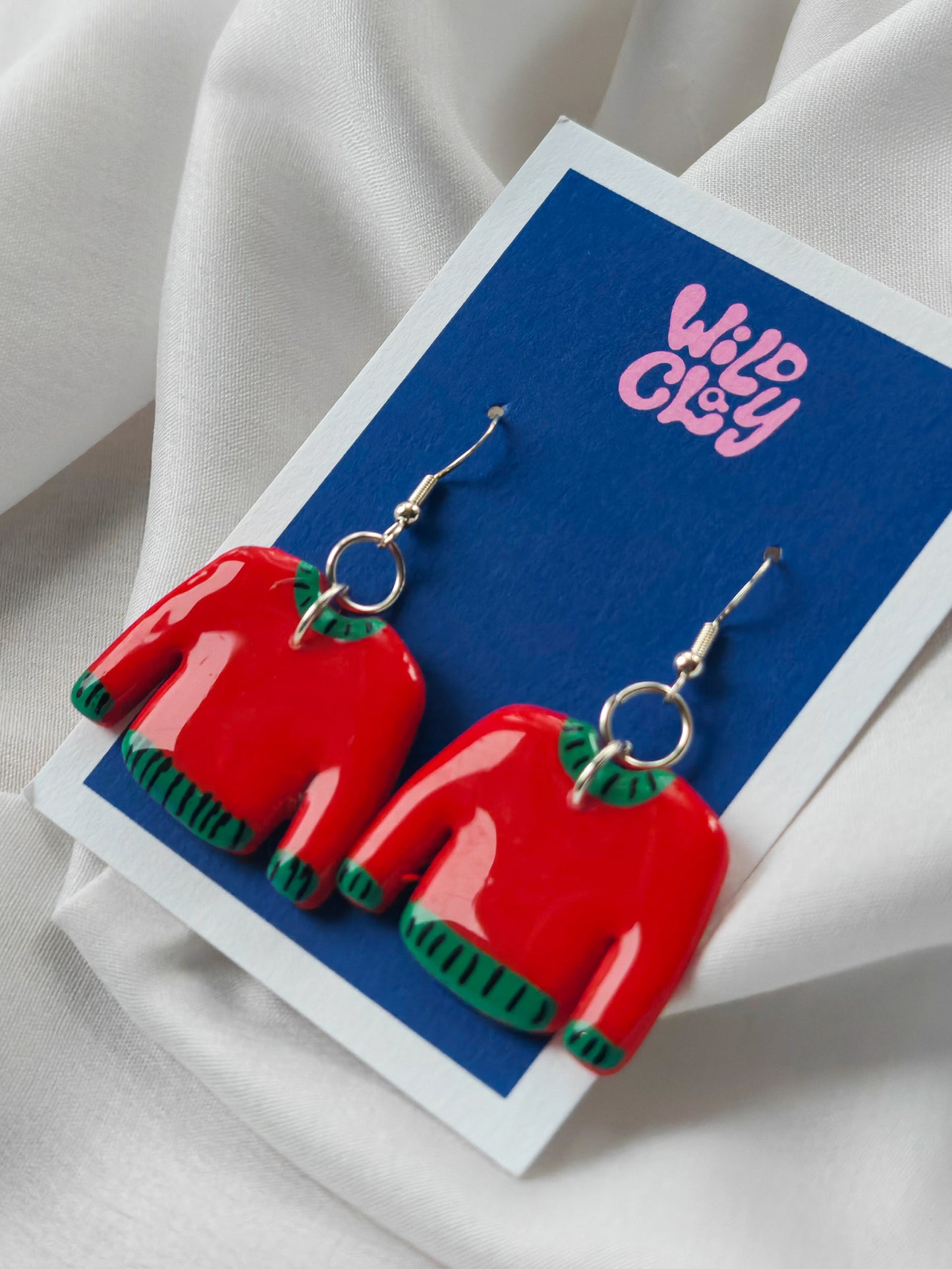Green and Red Jumper Earrings