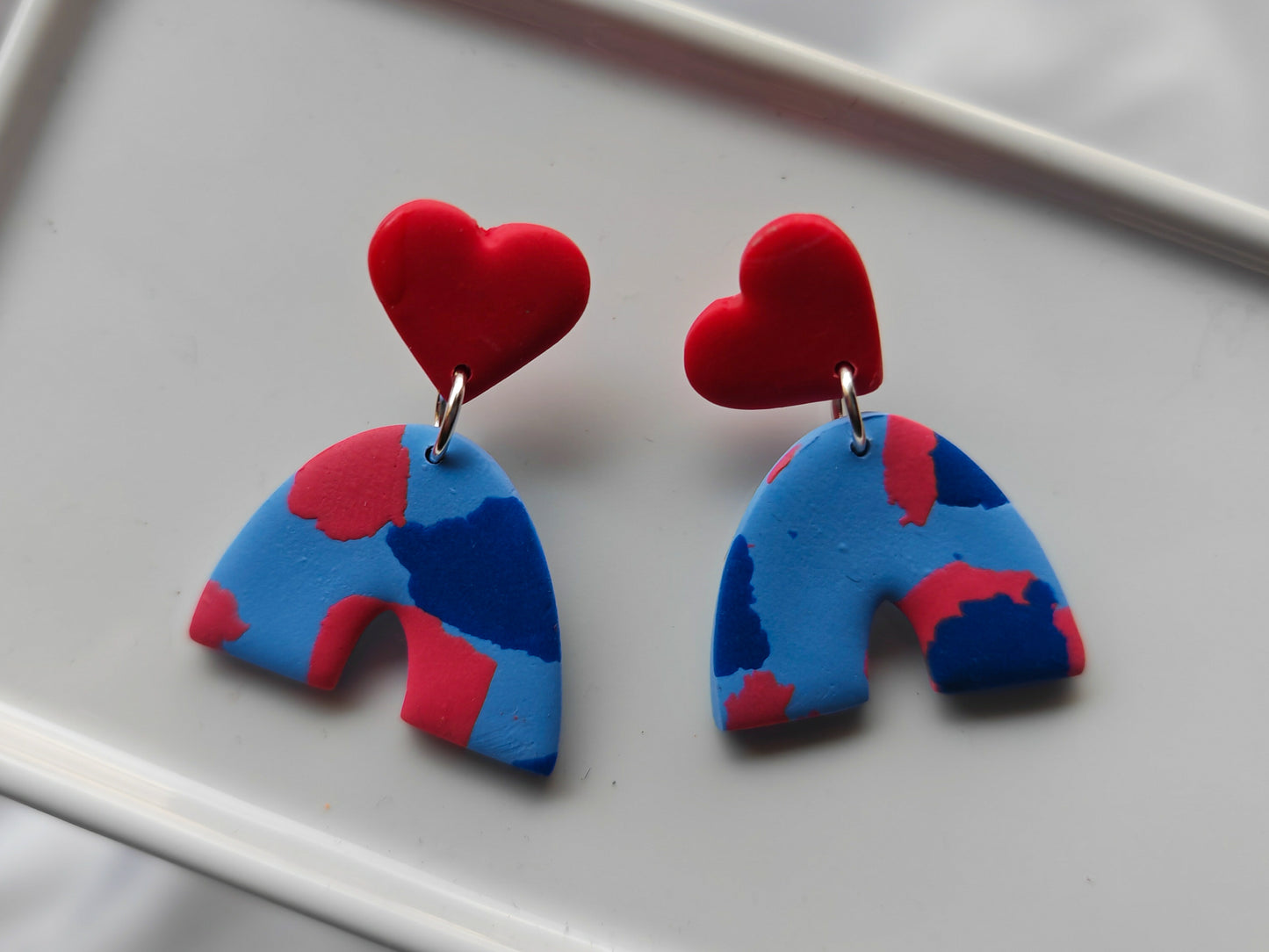Terrazzo heart arch earrings
