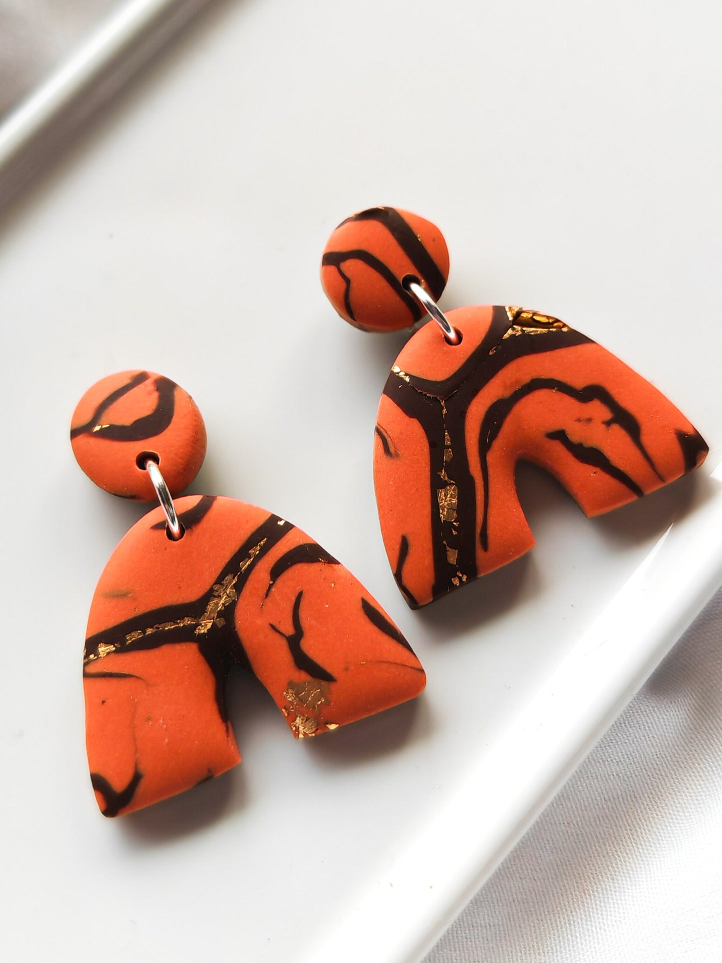 Terracotta marble arch earrings