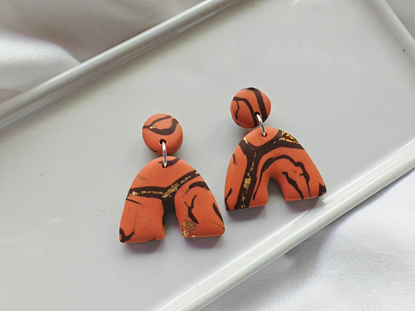 Terracotta marble arch earrings