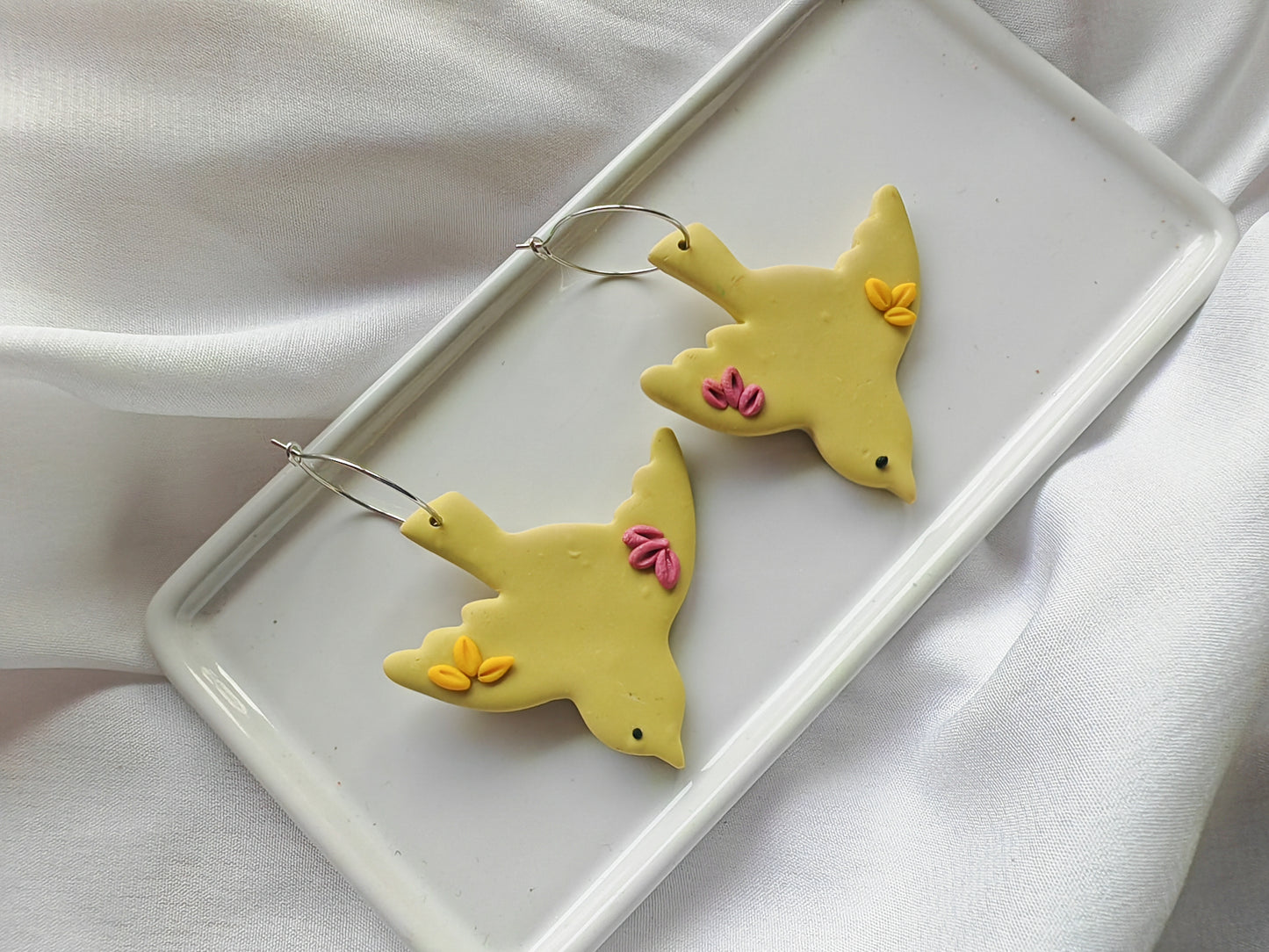 Yellow bird earrings
