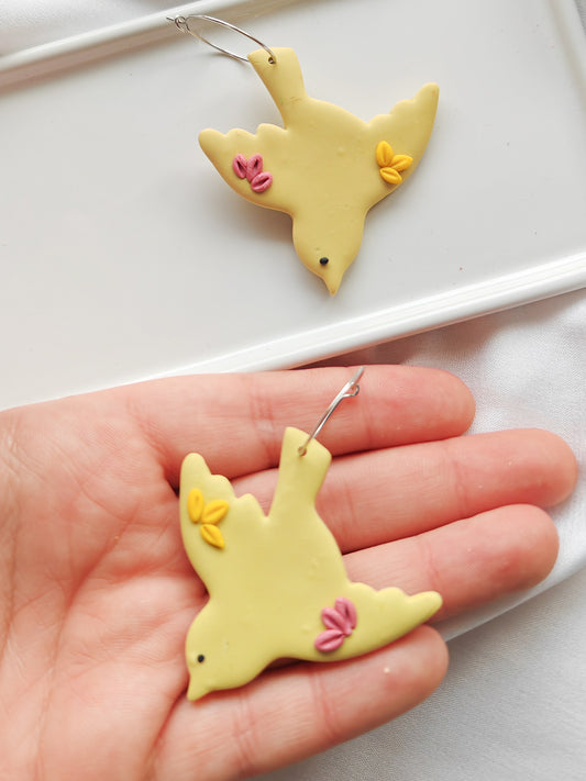 Yellow bird earrings