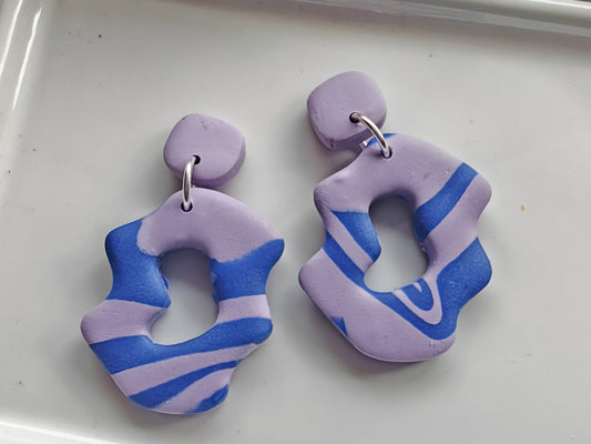 Abstract blue and lilac earrings