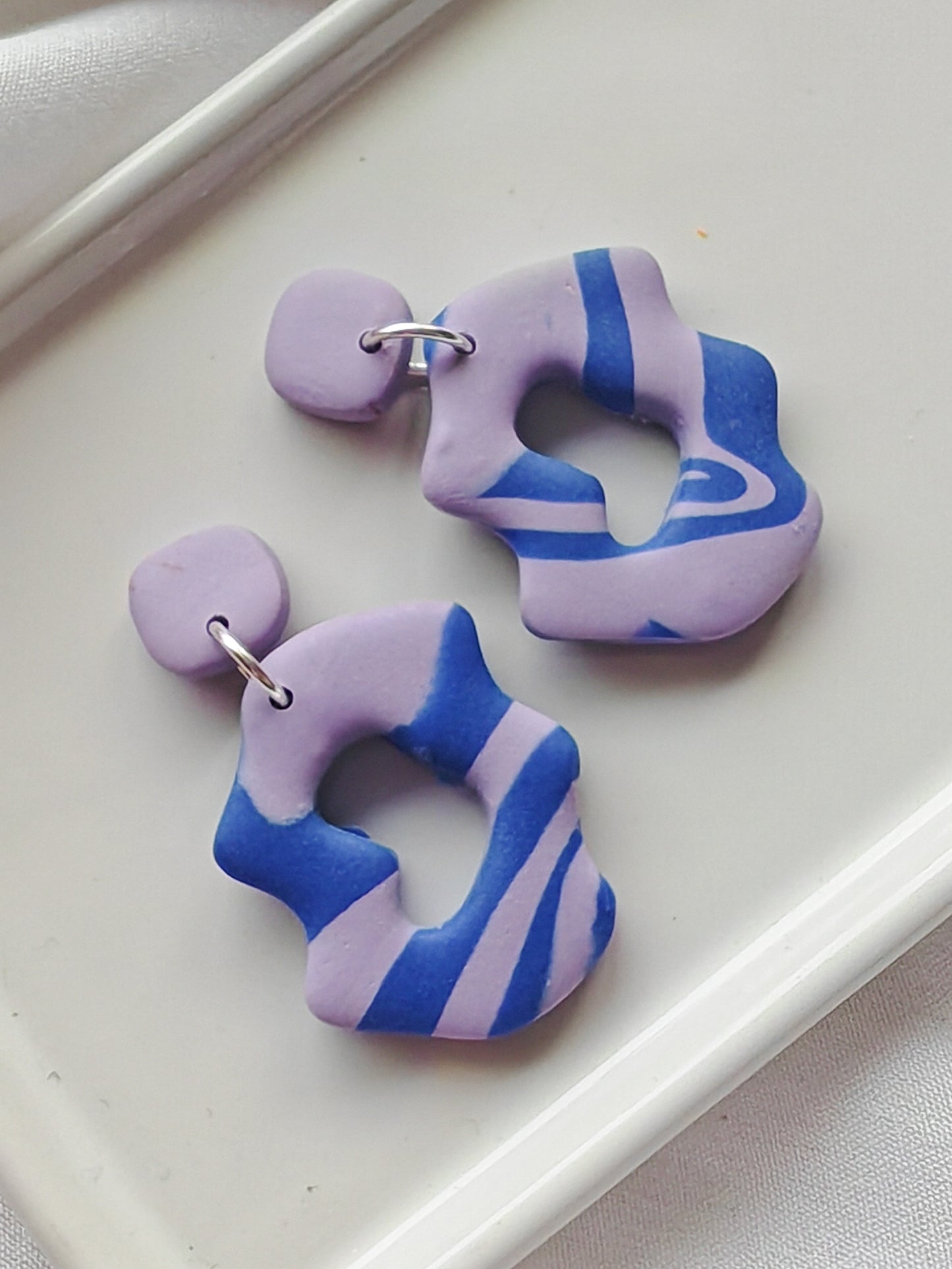 Abstract blue and lilac earrings