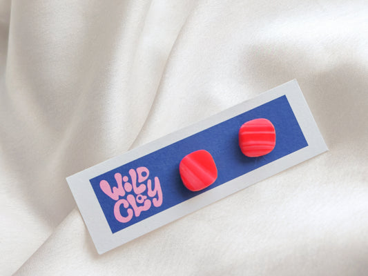 Pink marble square studs