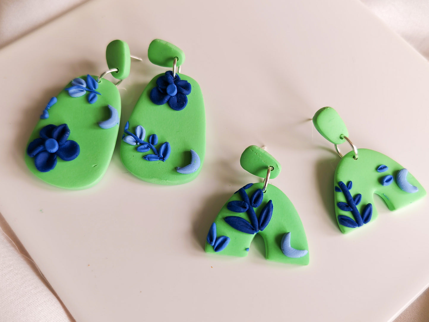 Green floral earrings