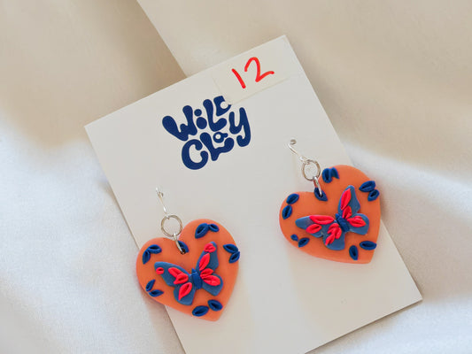 Butterfly heart earrings