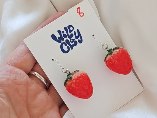 Strawberry charm dangle earrings